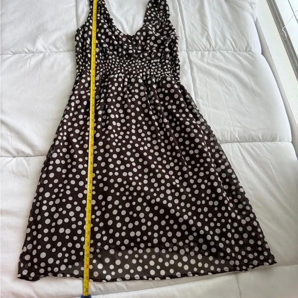 Vintage Y2K Brown Polka Dot Empire Waist Sundress Small Coquette Cottagecore - Picture 9 of 11